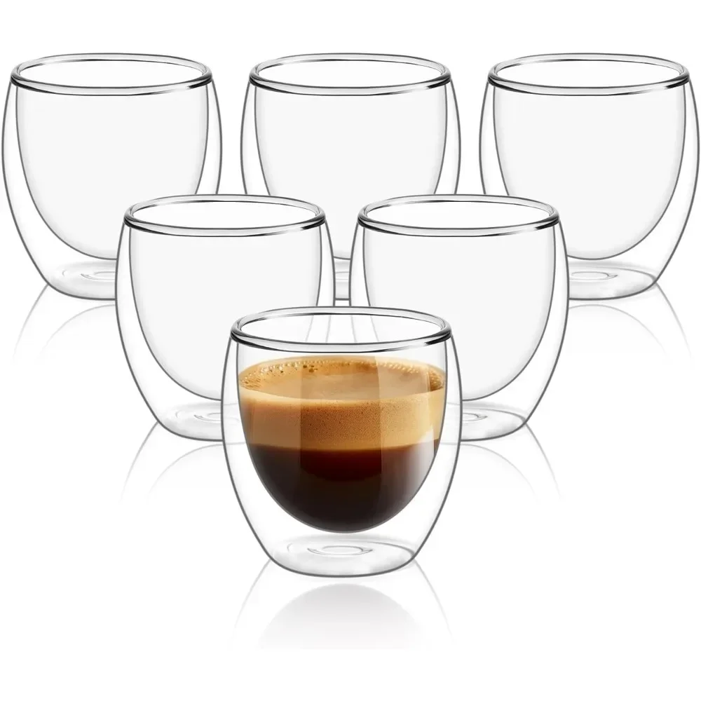Coffee And Tea Bar - 6 Stück klare doppelwandige Kaffeetassen aus