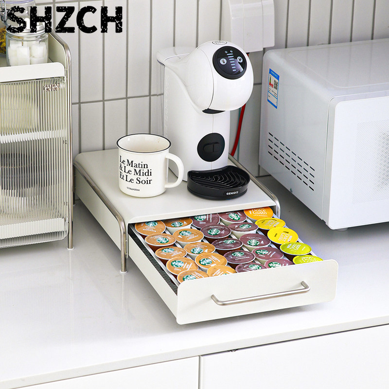 Coffee And Tea Bar - Kaffeekapselhalter, INS-Style Schubladenorganizer für Küchentheke, Teebeutel-Aufbewahrungsbox,