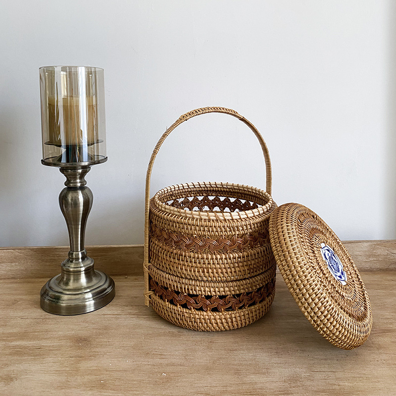 Coffee Tea Vietnam - Direkt vom Großhändler: Vietnamesische Rattan-Doppelschicht-Lebensmittelbox, Desktop-Kaffeetisch,