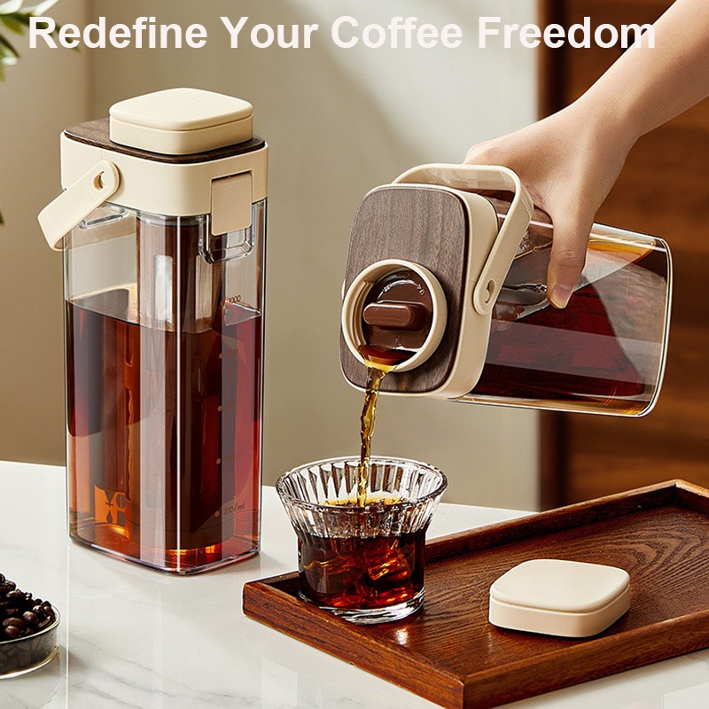 Coffee Tea Pot - Kaltbrau-Kaffeekrug, auslaufsicher, versiegelt, tragbarer Eiskaffeebereiter, Tee-Infusionskanne