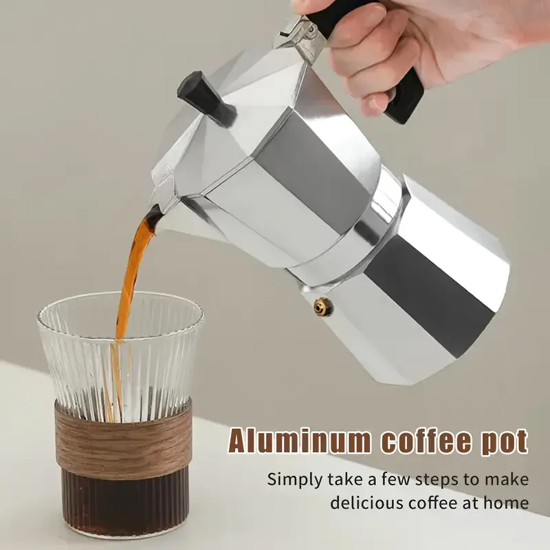 Coffee Tea Making Machine - Klassischer Aluminium-Moka-Kocher 50-300ML Haushalts-Espressomaschine für Herdplatten,