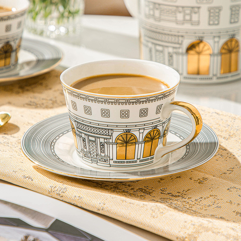 Coffee Tea Flask - Architekturbecher und Untertasse, Kaffeetasse, europäischer Luxus,